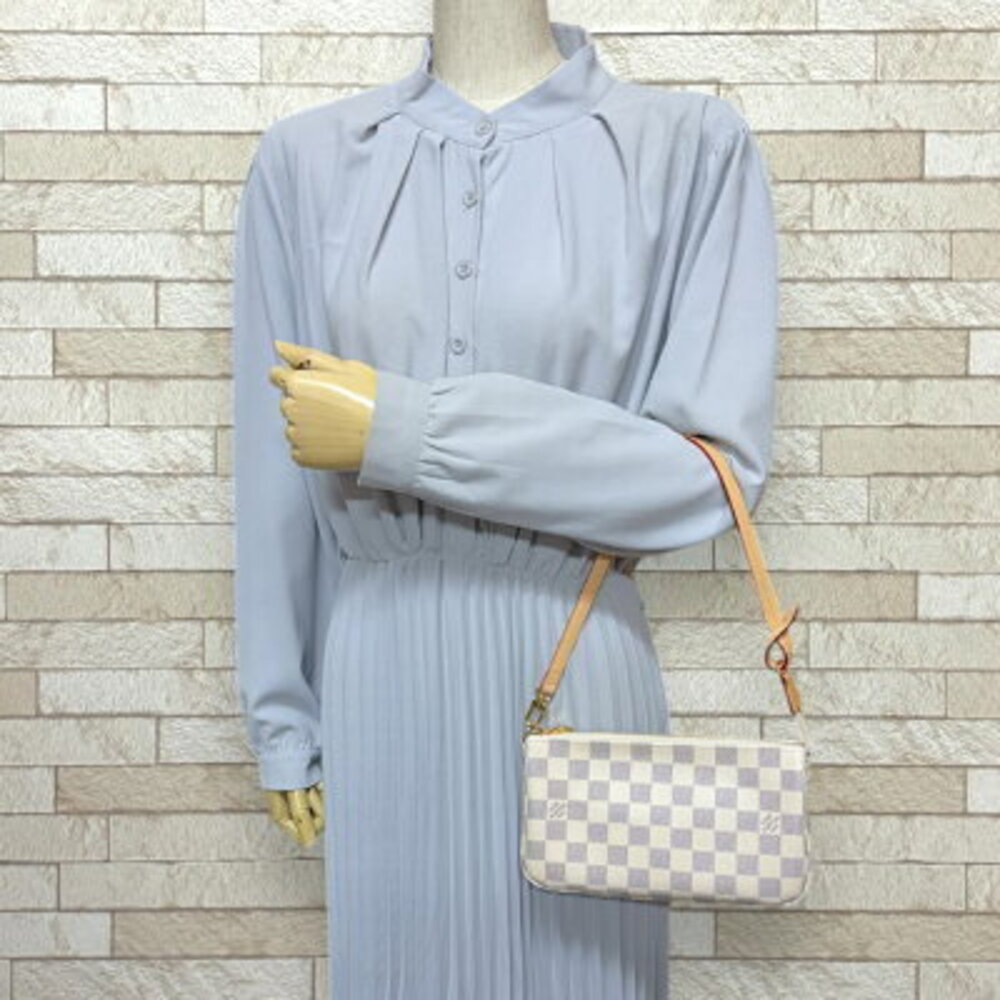 Louis Vuitton Pochette Accessoires Damier Azur White Handbag Canvas White - Picture 2 of 6
